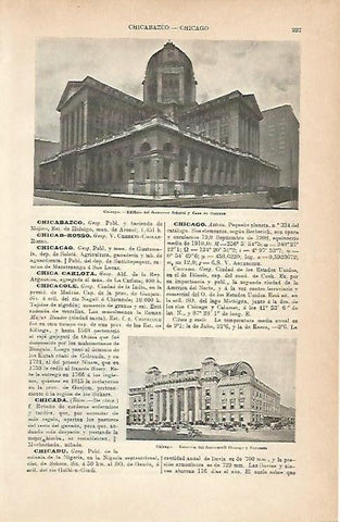 LAMINA ESPASA 1935: Edificios de Chicago Estados Unidos