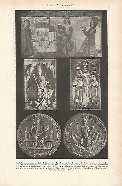 LAMINA ESPASA 1802: Representaciones de Luis IV el Bavaro