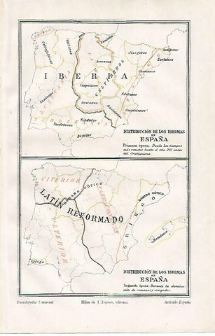 LAMINA ESPASA 10160: Mapas historicos de las lenguas de España