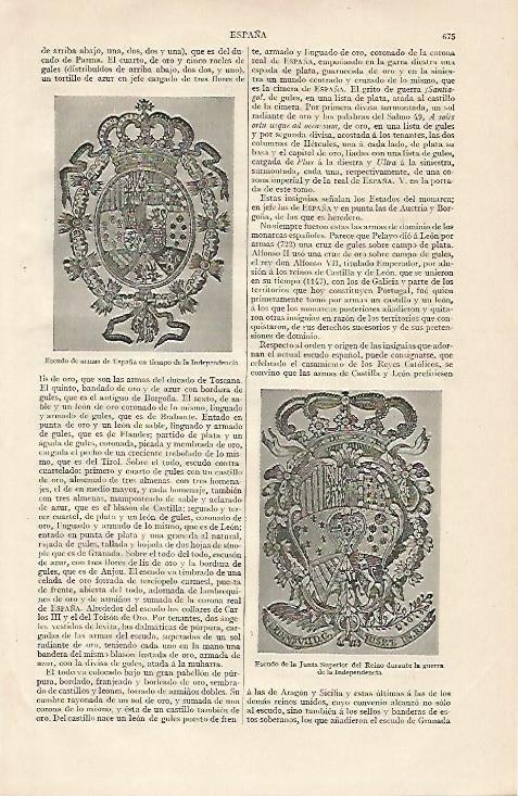 LAMINA ESPASA 10222: Escudo de armas durante la guerra de la Independencia de España