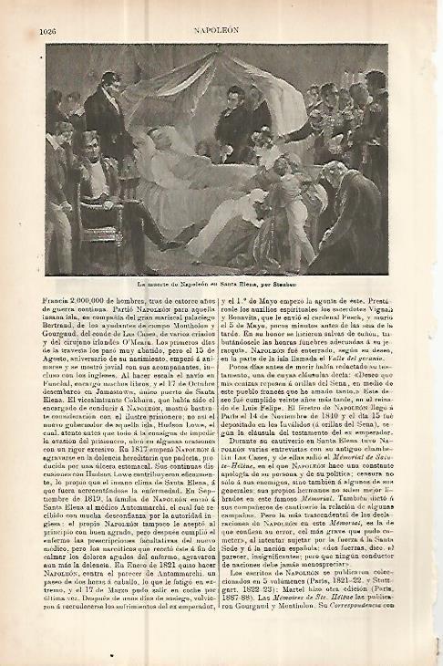 LAMINA ESPASA 10713: La muerte de Napoleon en Santa Elena por Steuben