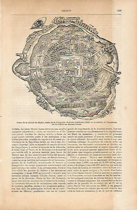 LAMINA ESPASA 11563: Plano de la ciudad de Mexico de 1524