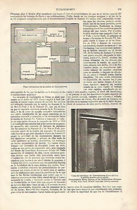 LAMINA ESPASA 12071: Plano del interior de la tumba de Tutankhamon