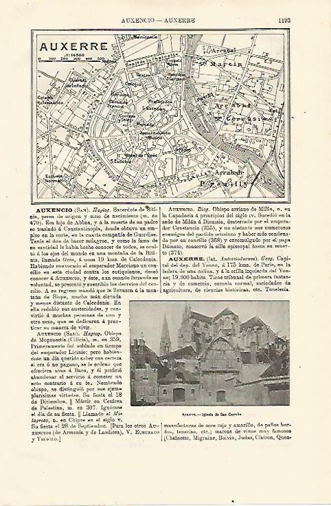 LAMINA ESPASA 13019: Plano de Auxerre Francia