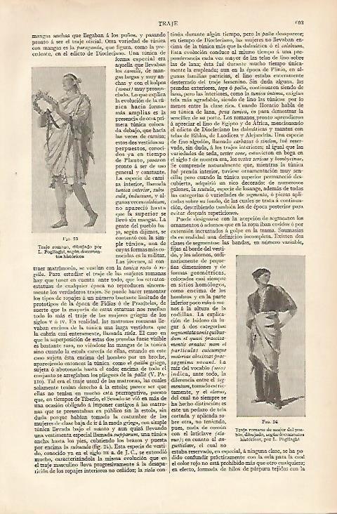 LAMINA ESPASA 11053: Trajes romanos pintados por L. Pogliaghi