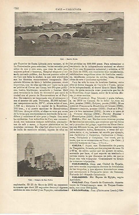 LAMINA ESPASA 14723: Barrio Norte y Templo de San Pedro en Cali Colombia