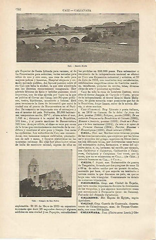 LAMINA ESPASA 14723: Barrio Norte y Templo de San Pedro en Cali Colombia