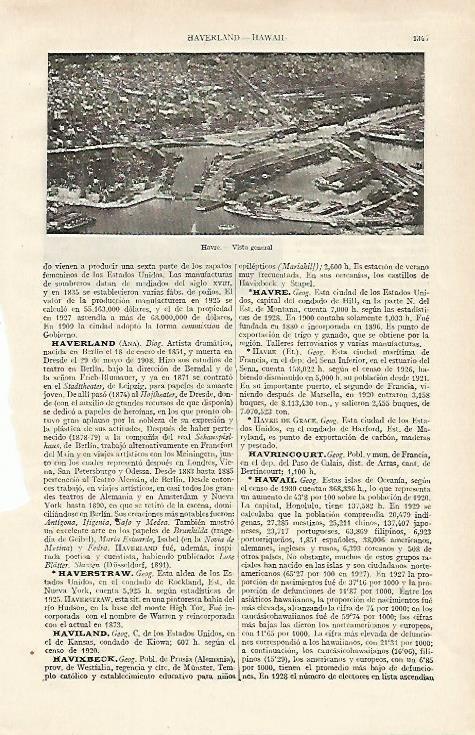 LAMINA ESPASA 16217: Vista de Havre Estados Unidos