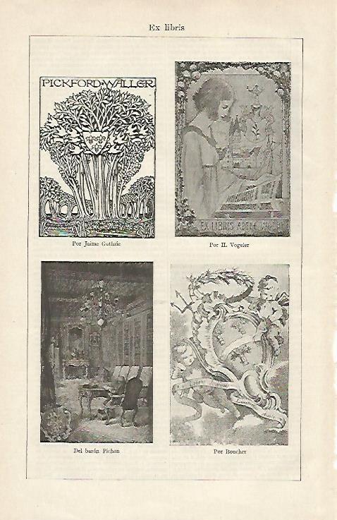 LAMINA ESPASA 16465: Ex Libris por Guthrie Vogeler baron Pichon y Boucher