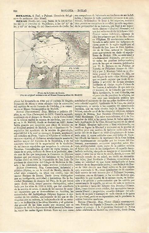 LAMINA ESPASA 16986: Plano de la bahia de Roxas