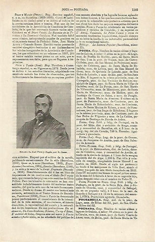 LAMINA ESPASA 17266: Retrato de Jose Pons y Pages por Ramon Casas