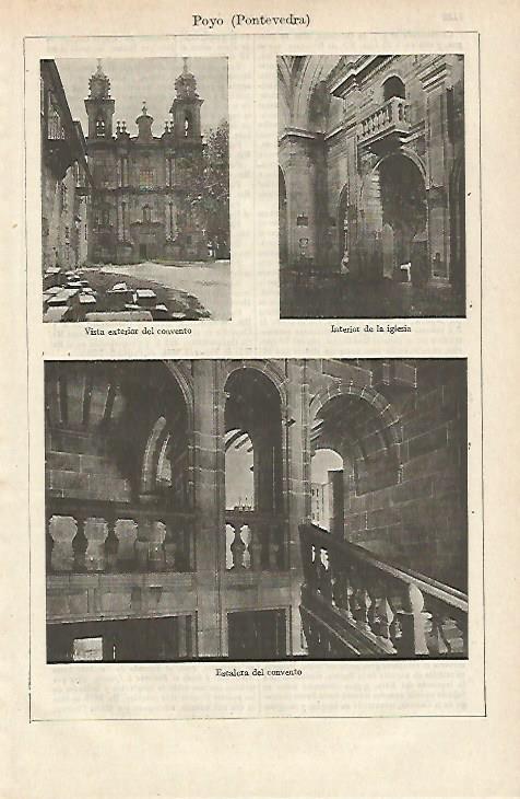 LAMINA ESPASA 17272: Vistas del Convento de Poyo en Pontevedra