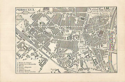 LAMINA ESPASA 18007: Plano de Perigueux Francia