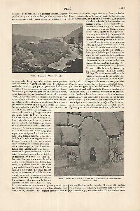 LAMINA ESPASA 18074: Ruinas de Ollantaytambo en Peru