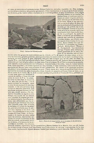 LAMINA ESPASA 18074: Ruinas de Ollantaytambo en Peru