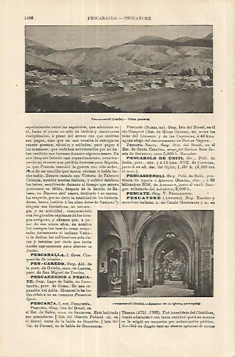 LAMINA ESPASA 18110: Vista de Pescasseroli Italia