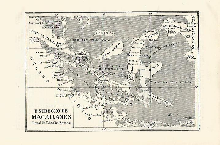 LAMINA ESPASA 18487: Mapa del Estrecho de Magallanes