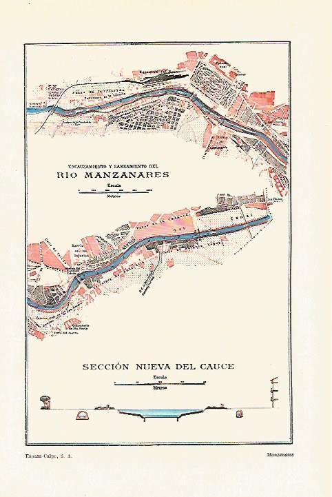 LAMINA ESPASA 18680: Seccion del cauce del rio Manzanares