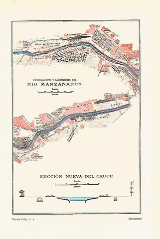 LAMINA ESPASA 18680: Seccion del cauce del rio Manzanares