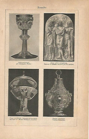 LAMINA ESPASA 18985: Caliz y copas esmaltadas
