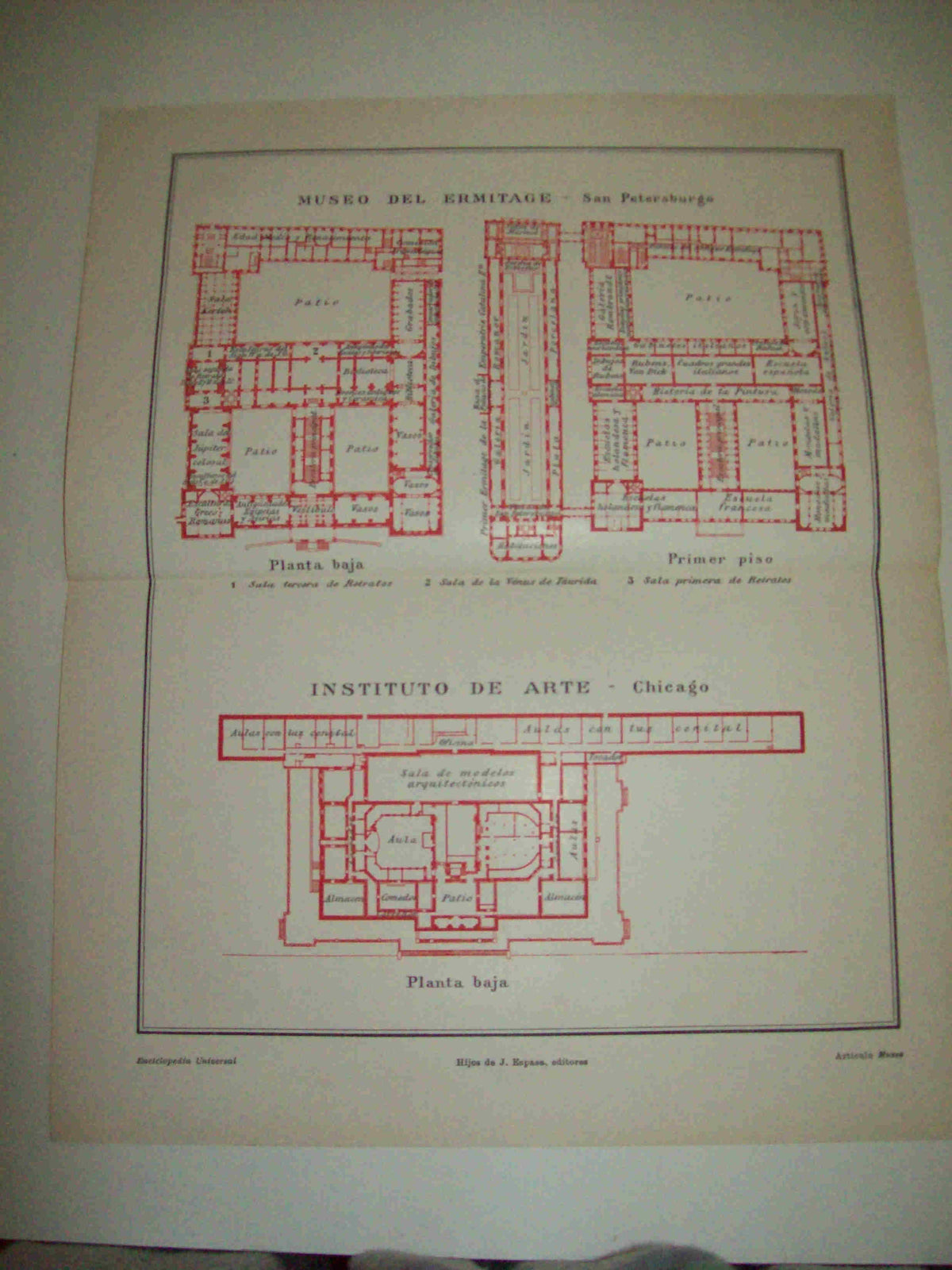 LAMINA ESPASA 10411: Planta del Ermitage y del Instituo de Arte de Chicago