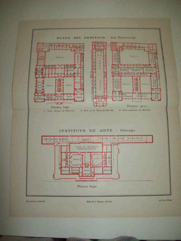 LAMINA ESPASA 10411: Planta del Ermitage y del Instituo de Arte de Chicago