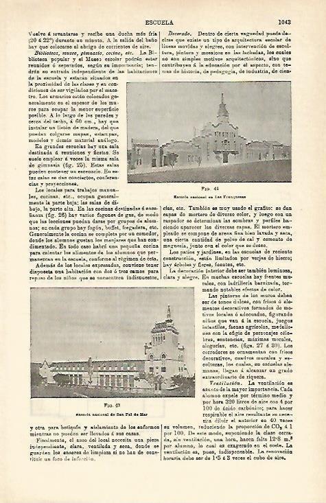 LAMINA ESPASA 16636:  Escuela de Les Franqueses y Sant Pol de Mar Barcelona