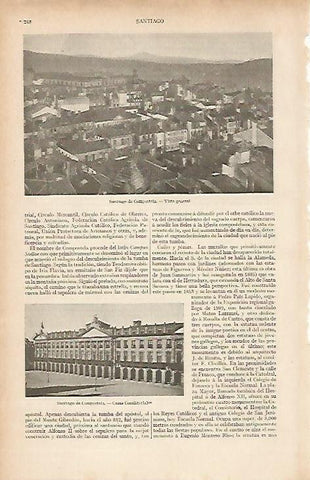 LAMINA ESPASA 19441: Vista de Santiago de Compostela