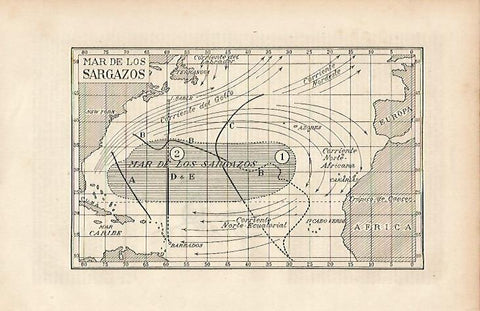 LAMINA ESPASA 19543: Mapa del Mar de los Sargazos