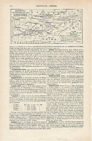 LAMINA ESPASA 19755: Mapa de la Republica de Kirguizes