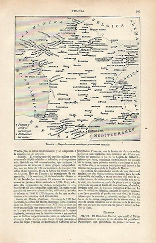 LAMINA ESPASA 16115: Mapa de centros veraniegos de Francia