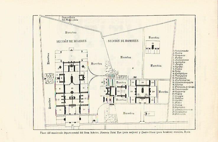 LAMINA ESPASA 18616: Plano del manicomio del Sena Interior