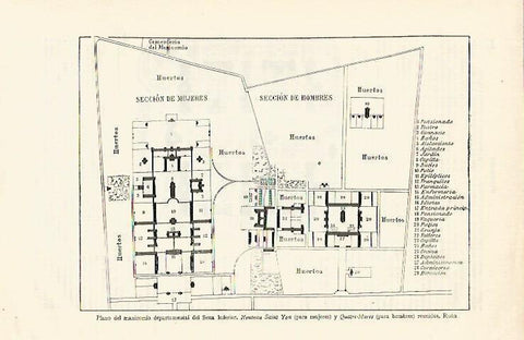 LAMINA ESPASA 18616: Plano del manicomio del Sena Interior
