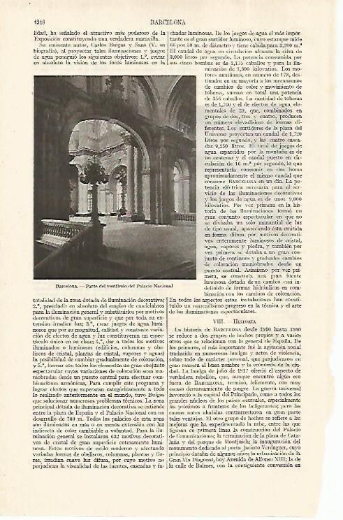LAMINA ESPASA 19155: Vestibulo del Palacio Nacional de Barcelona