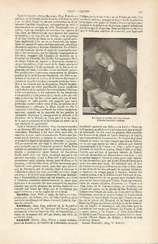 LAMINA ESPASA 19507: La Virgen y el Niño por Sanzio
