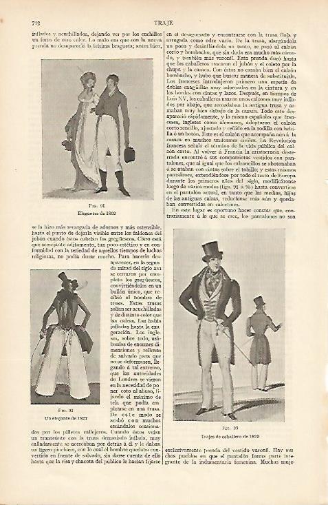 LAMINA ESPASA 11066: Trajes de caballero de 1829 1827 y 1802