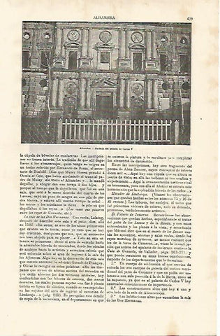 LAMINA ESPASA 11218: Fachada del palacio de Carlos V Granada
