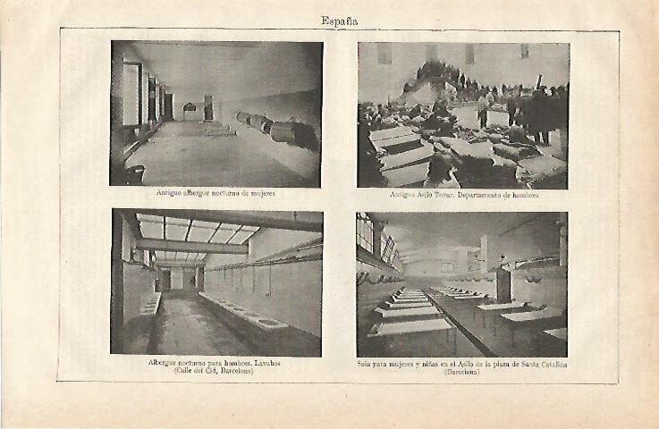 LAMINA ESPASA 19863: Asilo Tovar Albergue de la calle del Cid de Barcelona y Asilo de Santa Catalina de Barcelona