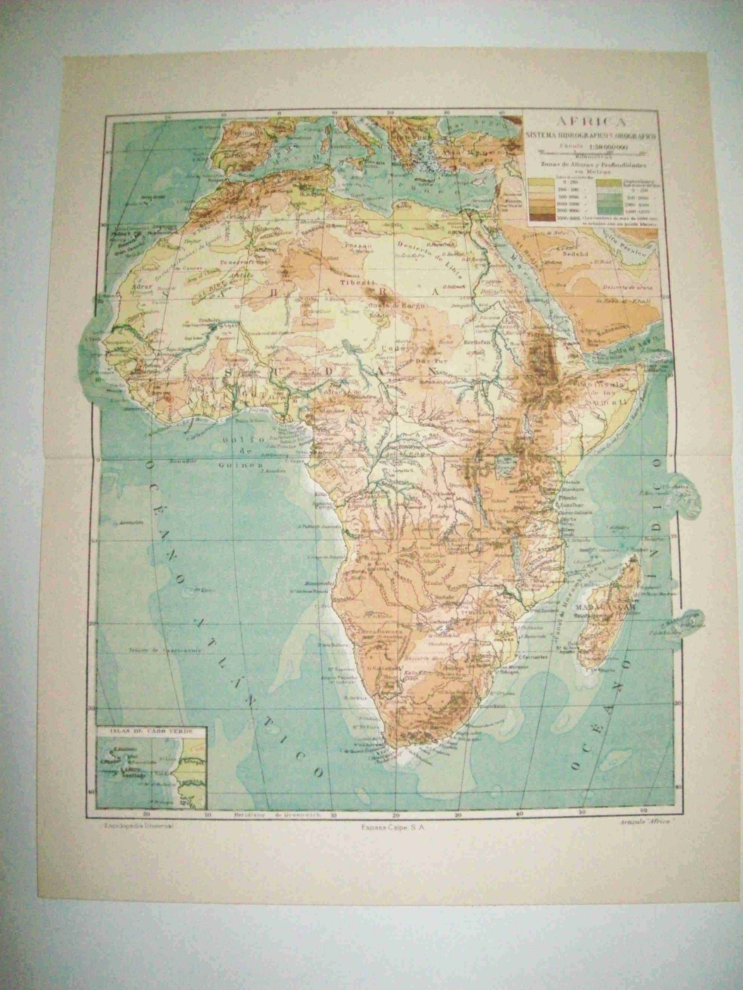 LAMINA ESPASA 12579: Mapa fisico de Africa