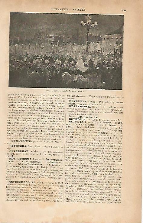 LAMINA ESPASA 1057: Retreta militar dibujo de R. Balaca
