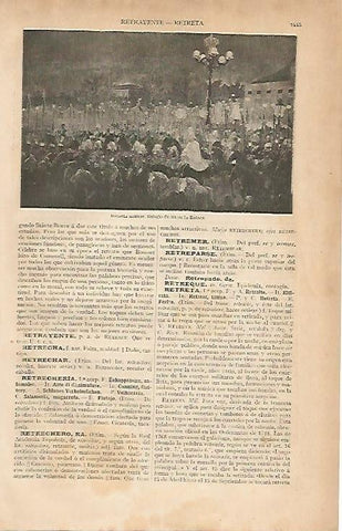 LAMINA ESPASA 1057: Retreta militar dibujo de R. Balaca