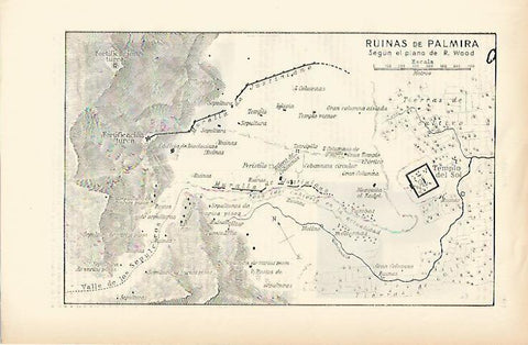 LAMINA ESPASA 1478: Mapa de las ruinas de Palmira Siria