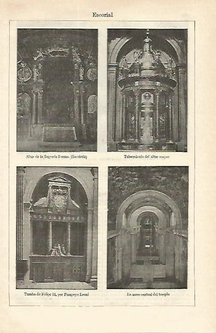 LAMINA ESPASA 16605: Altar y tumba de Felipe II en El Escorial