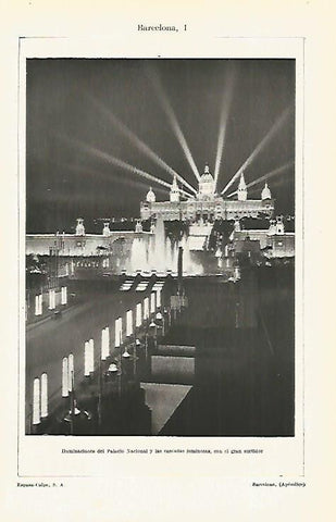 LAMINA ESPASA 19149: Iluminacion del Palacio Nacional y la Feria en Barcelona