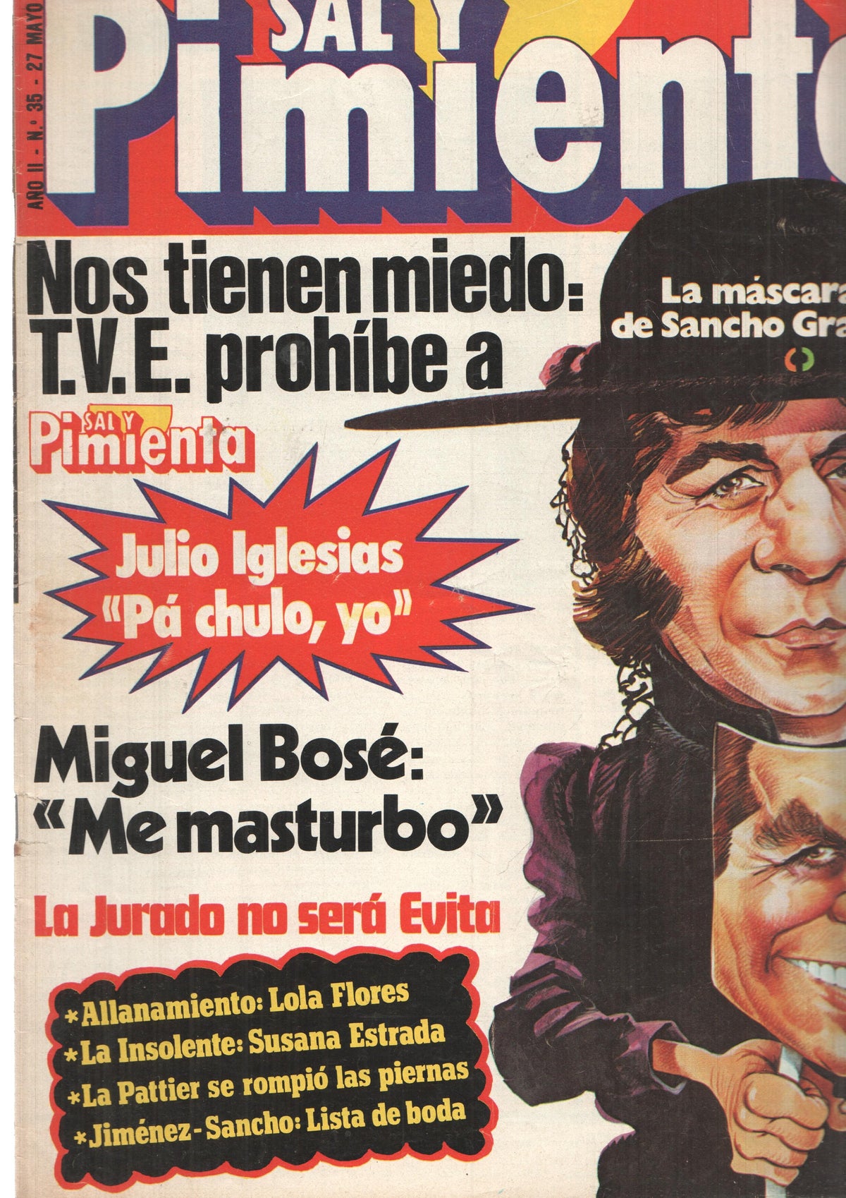 Revista Sal y Pimienta: num 035, año II - 27 de mayo 80. Nos tienen miedo: TVE prohibe a Sal y Pimienta
