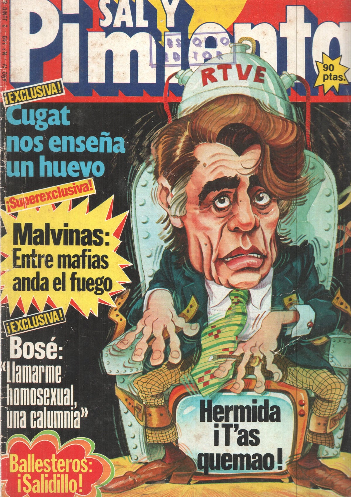 Revista Sal y Pimienta: num 140, año IV - 2 junio de 82. Exclusiva: Cugat nos enseña un huevo