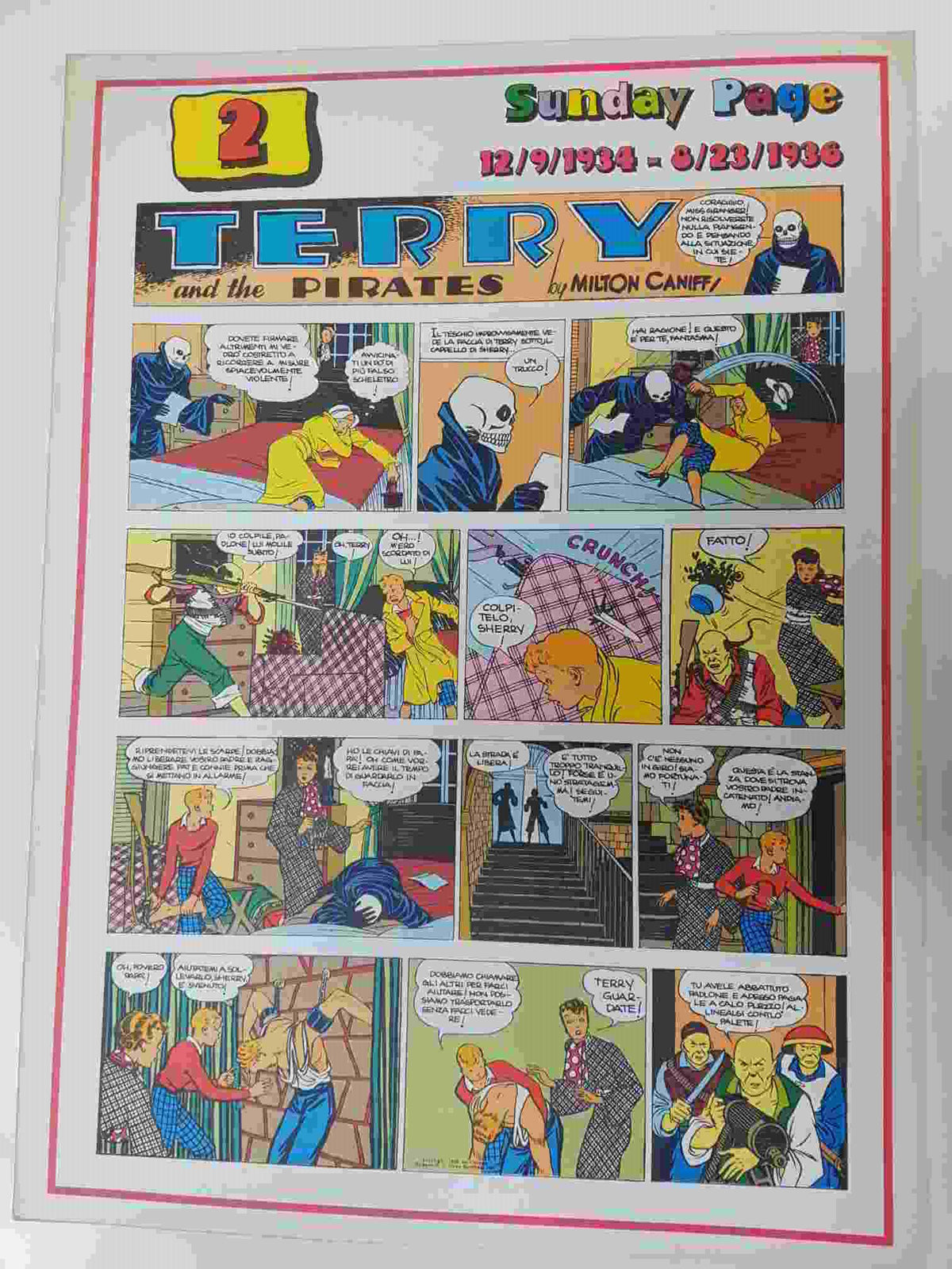 Comic serie Terry and the Pirates: vol. 32, 1977 by Milton Caniff. 2, Sunday Page 12/9/1934 al 8/23/1936. Idioma: italiano