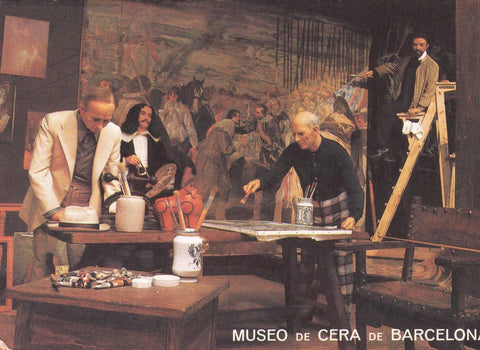 POSTAL B6597: BARCELONA: MUSEO DE CERA. TALLER DE PINTORES