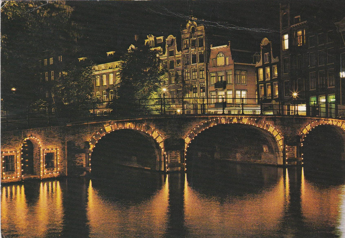 POSTAL B6785: AMSTERDAM: SINGEL. VISTA NOCTURNA