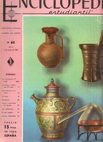 Enciclopedia Estudiantil numero 065 (1964): Jacinto Benavente, Los melanesios, La nave, Dinamarca